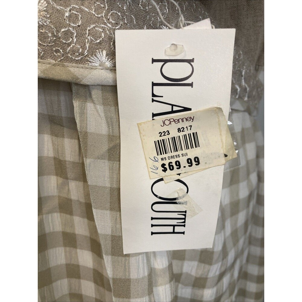 Cottagecore Prairie Dress Women’s 14 Gingham Embroider Vintage Plaza South New - Picture 6 of 11